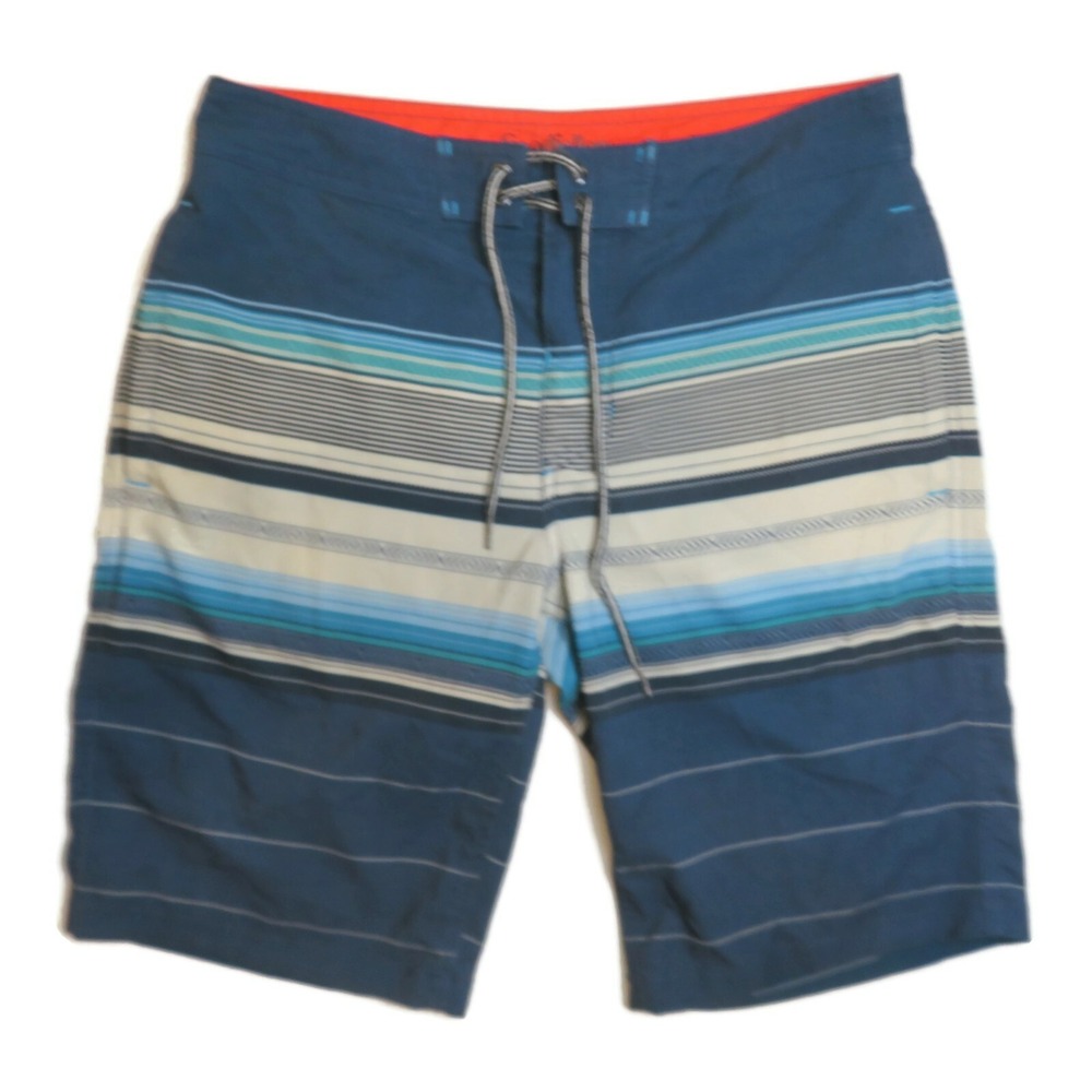 Goodfellow Board Shorts Mens 30 Blue Striped Drawstring Swim Vacation Summer